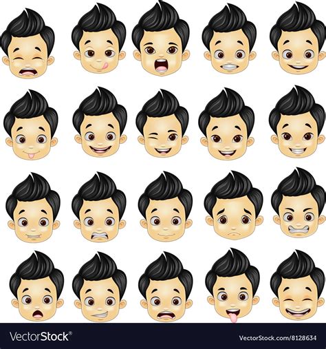 Little Boy Various Face Expressions Royalty Free Vector