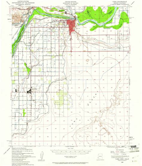 Yuma Arizona 1940 1960 Usgs Old Topo Map Reprint 15x15 Az Quad