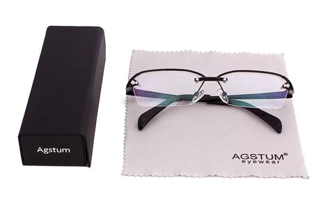 Buy Agstum Pure Titanium Half Rimless Glasses Frame Optical Eyeglasses