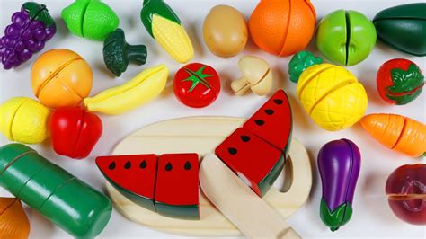 Learn Fruits And Vegetable Names Toy Velcro Cutting Playset Youtube