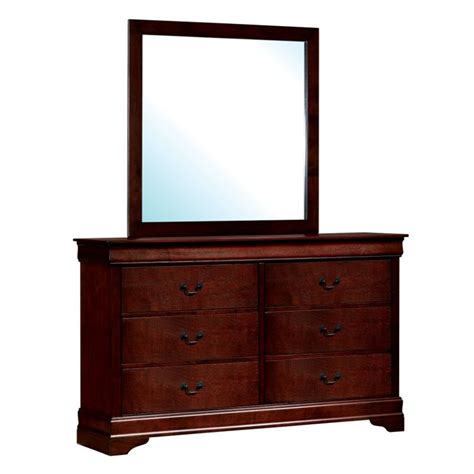 Furniture Of America Brodus Solid Wood 6 Drawer Dresser And Mirror In