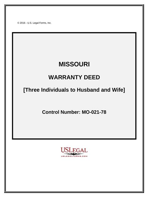 Missouri Warranty Deed Form Fill Out And Sign Printable Pdf Template