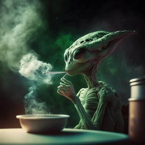 Premium Ai Image A Alien Smoking A Cigarette With Smoke Coming Out Of It