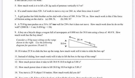 work power and energy worksheets answer key