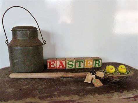 Primitive Easter Spring Decoration Vintage Wooden Spoon Rustic Etsy