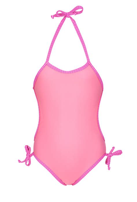 Baby Swimwear Pink Swimsuit For Baby Striped Edging Panterinha