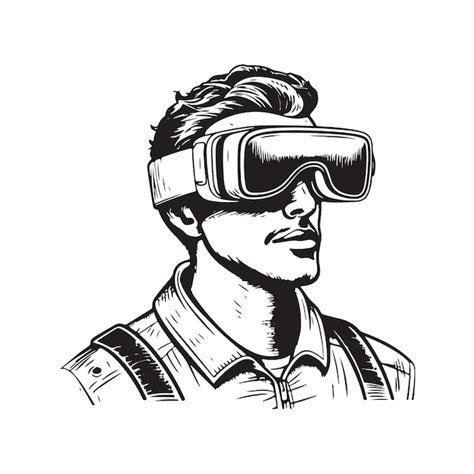 Premium Vector Man Wearing Virtual Reality Glasses Vintage Logo Line