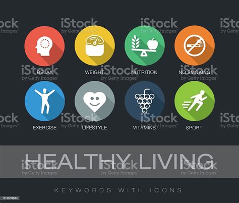 Healthy Living Keywords With Icons Stock Illustration Download Image