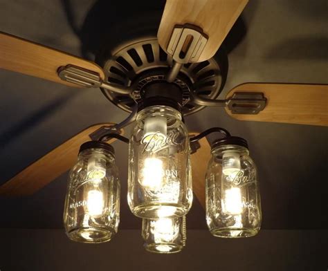 Mason Jar Ceiling Fan Light Kit Only Handcrafted Rustic Etsy
