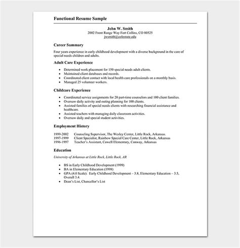 functional resume template   samples examples