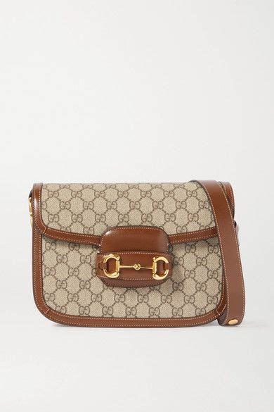 Gucci 1955 Horsebit Detailed Leather Trimmed Printed Coated Canvas