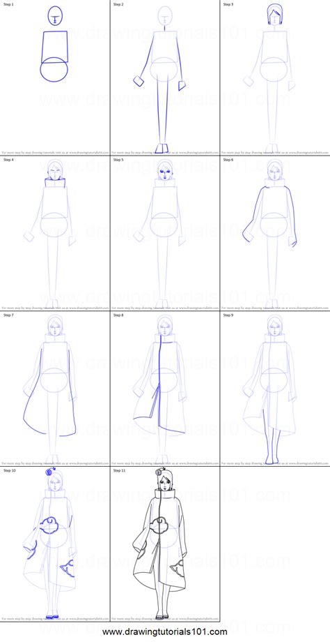 How To Draw Konan From Naruto Printable Step By Step Drawing Sheet