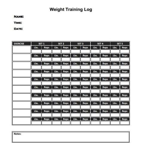 Printable Weight Training Journal Weight Training Pinterest Workout