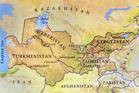 Mappa Geografica Dell Uzbekistan Con Le Città Importanti Fotografia Stock Immagine Di Semplice