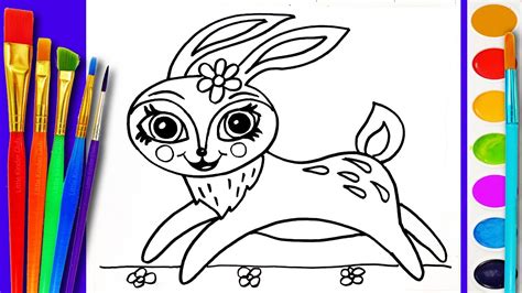The colors were bright and they colored. Animal Coloring Bunny Rabbit . How to Draw for Children ...