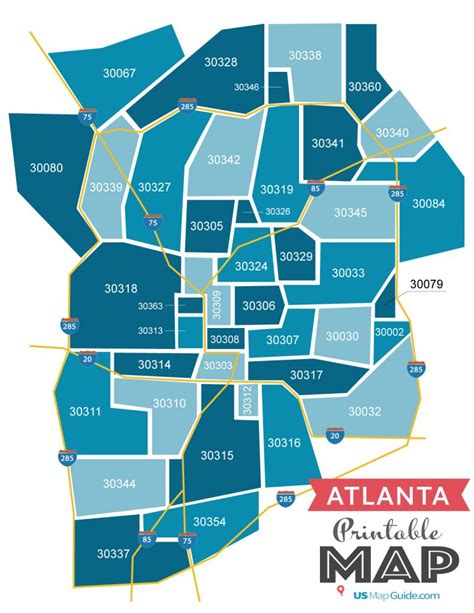 Printable Atlanta Zip Code Map 1 791x1024 