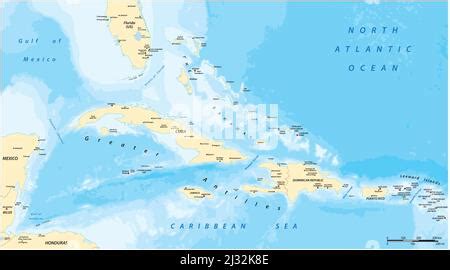 Greater Antilles Political Map Vector Illustration Stock Vector Image