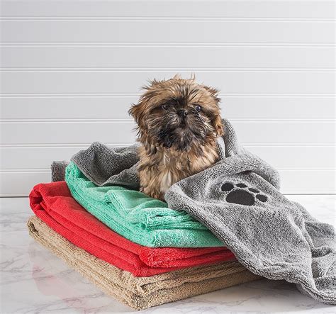 Bone Dry Embroidered Bone Microfiber Dog Bath Towel Blue