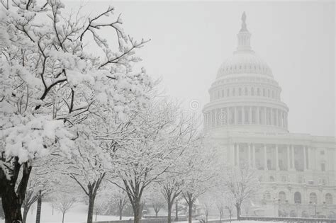 Capitol Building Winter Washington Dc Usa Stock Image