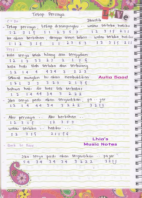 Lhia's Music Notes | Belajar Not Angka Yuk! :) | Laman 103