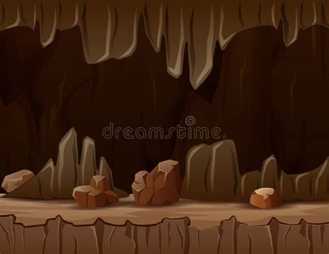 Caricatura De La Cueva Con Estalactitas Stock De Ilustración