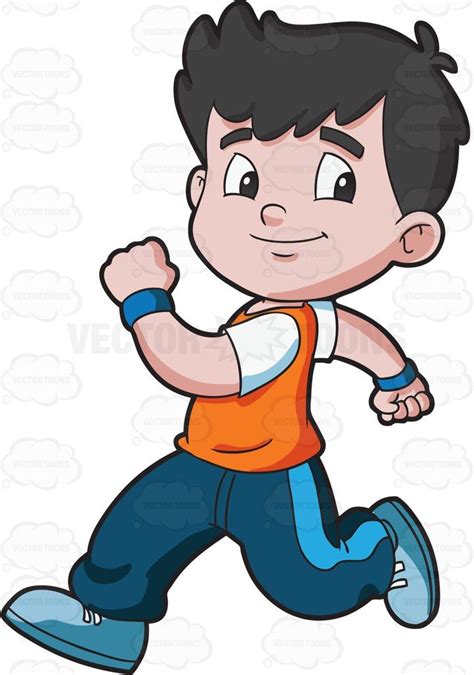 A Boy Running Confidently Running Cartoon Childrens Book Characters