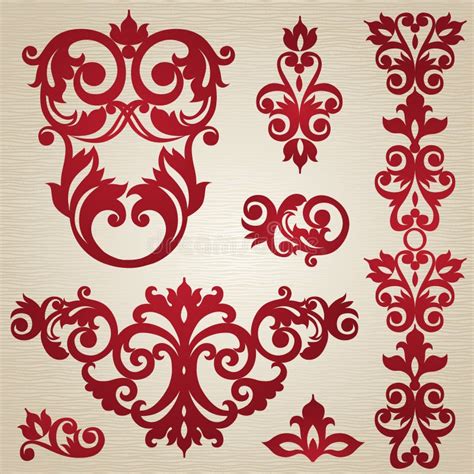Vector Set With Ornament In Victorian Style Stock Vector