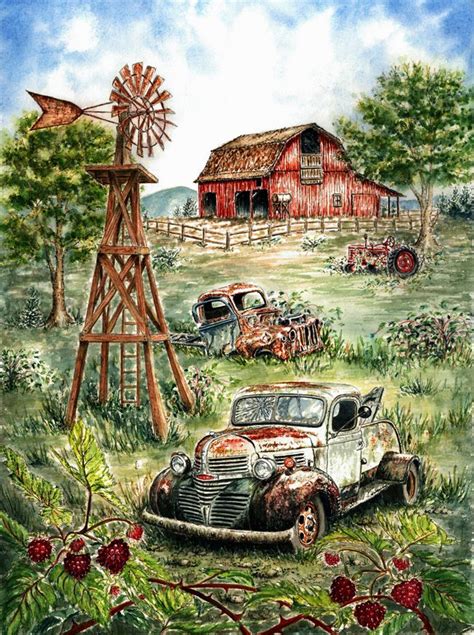 Paintings Country Scenes Country Farm Original