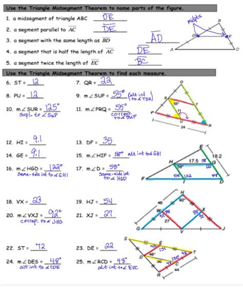 Unit 5 Relationships In Triangles Homework 1 Triangle Midsegments