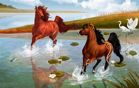 Two Brown Running Horses Painting Hd Wallpaper Wallpaper Flare