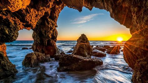 Epic Sunset At El Matador State Beach Malibu Wallpaper Backiee