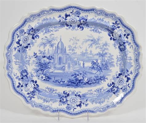 Lot Large English Blue And White Porcelain Platter