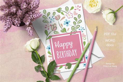Floral Birthday Card Templates Word Docx Interactive Pdf