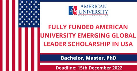 Fully Funded American University Emerging Global Leader Scholarship In