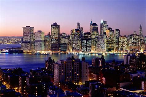 Hình Nền Newyork Nhà Chọc Trời Con Sông đêm Đèn Thành Phố