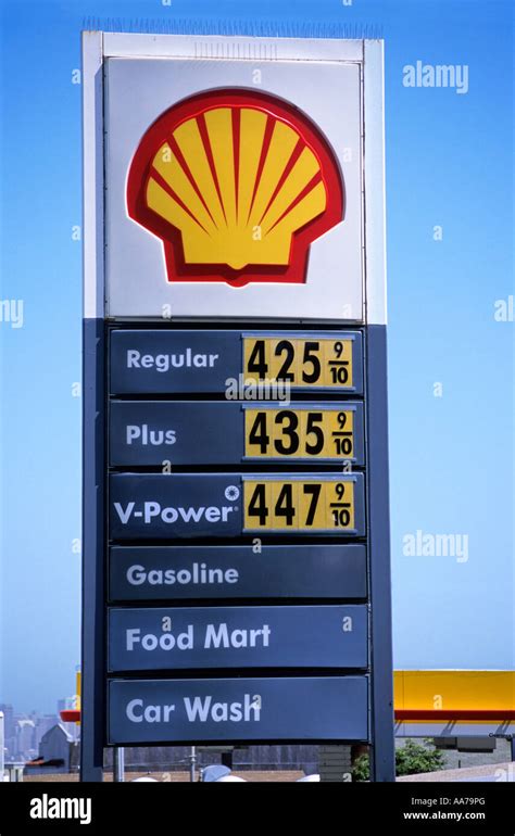 Shell Gas Station Sign Showing Possible Future Price Of Four Us