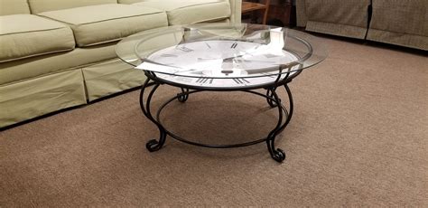 Clock Coffee Table Wglass Top Delmarva Furniture Consignment