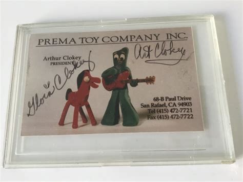 Gumby And Pokey Business Card Signed Creator Art Clokey Wife Gloria Rare Ebay