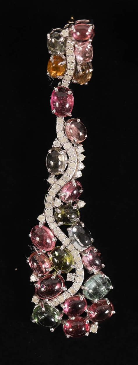 Igavel Auctions 14k Gold Silver Multicolor Tourmaline And Diamond