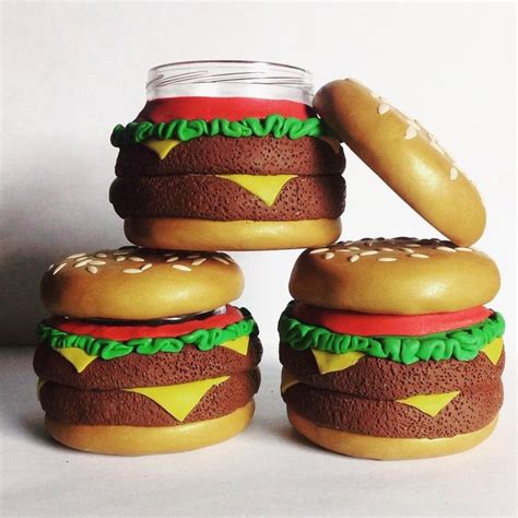 Cheeseburger Hamburger Burger Polymer Clay High And Hungry Stash Etsy