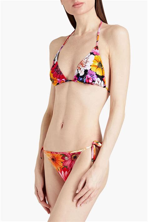 DOLCE GABBANA Floral Print Low Rise Bikini Briefs Sale Up To