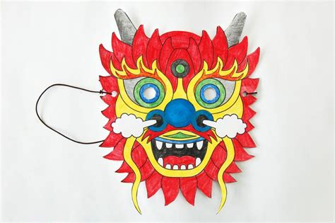 Cardstock in any color (red looks awesome) scissors ; Chinese Dragon Mask Templates | Free Printable Templates & Coloring Pages | FirstPalette.com in ...