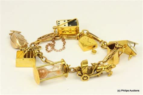 9ct Gold Charm Bracelet With Various Charms Braceletsbangles Jewellery