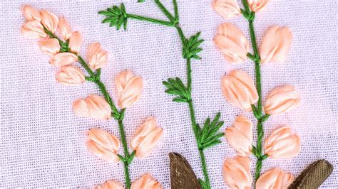 Hand Embroidery Flower Pattern With Ribbon Cotton Floss Threads