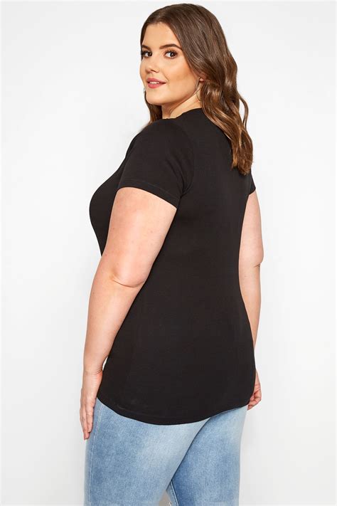 Plus Size Black V Neck T Shirt Sizes 16 To 36 Yours Clothing