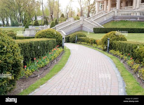 Garden With Topiary Landscape Landscaping In The Park Stock Photo Alamy
