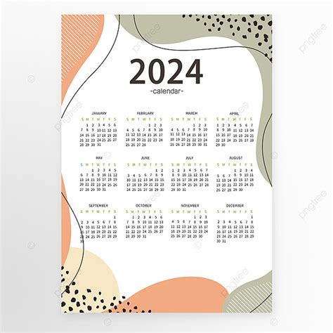 Plantilla De Puntos Geométricos De Dibujos Animados De Calendario 2024