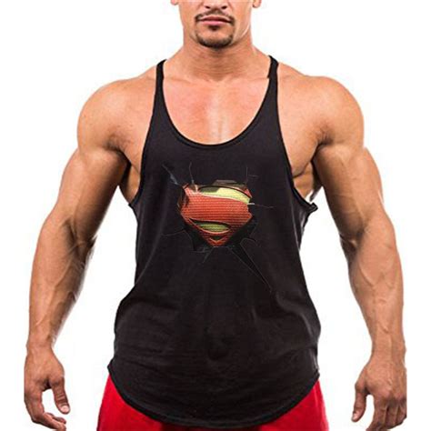 Brand Fitness Clothing D Print Superman Gyms Stringer Tank Top Men