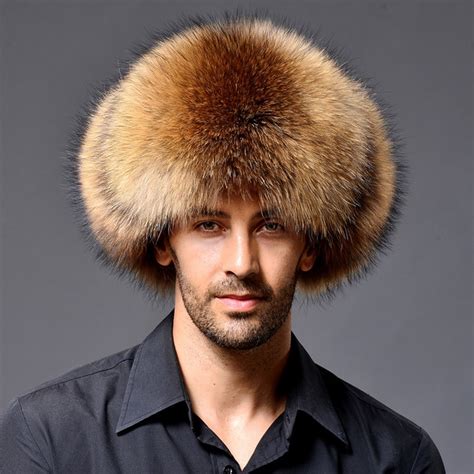 2016 100100 Natural Fox Fur Hat Male Outdoor Genuine Leather Cap Fox