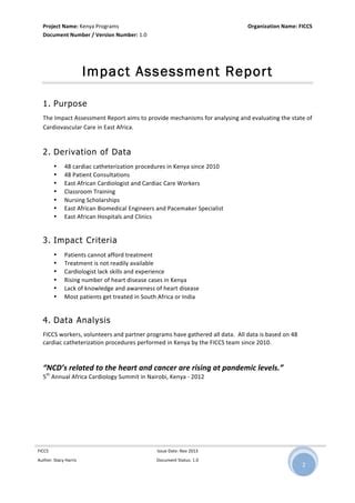 Cardiac Impact Assessment Report Kenya PDF Free Download